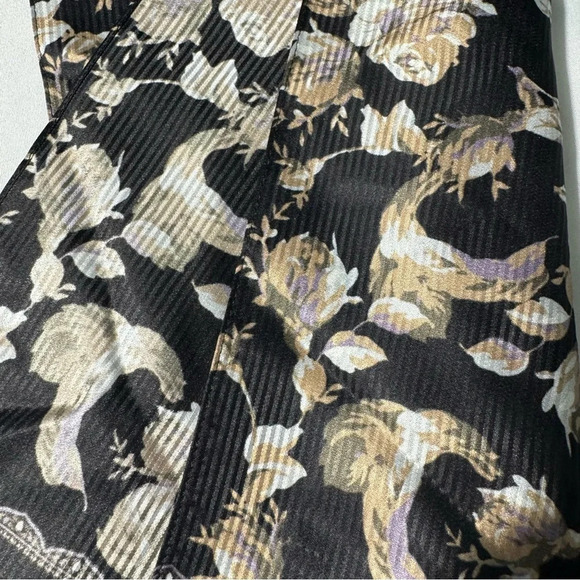 Vintage Echo Silk Scarf Black with Beige Tan and Purple Flowers 59” by 10” - Picture 3 of 7